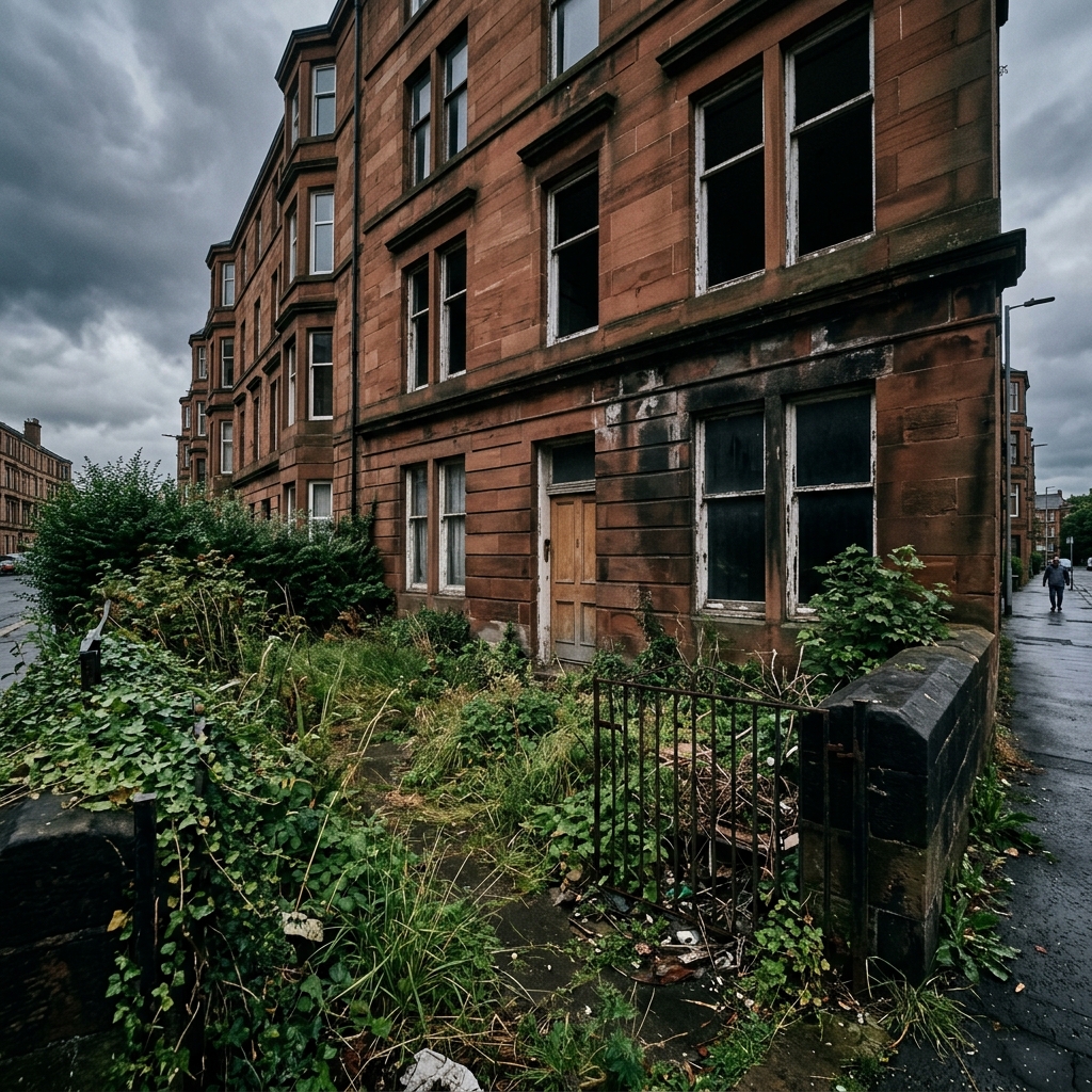 Vacant Glasgow sandstone flat showing the financial drain of empty property ownership