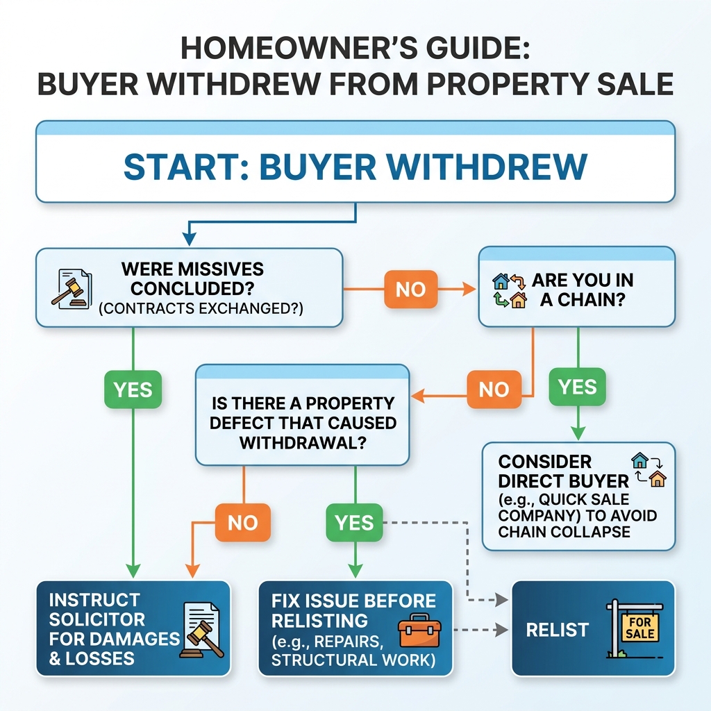 Decision tree helping Scottish homeowners decide what to do when their buyer pulls out